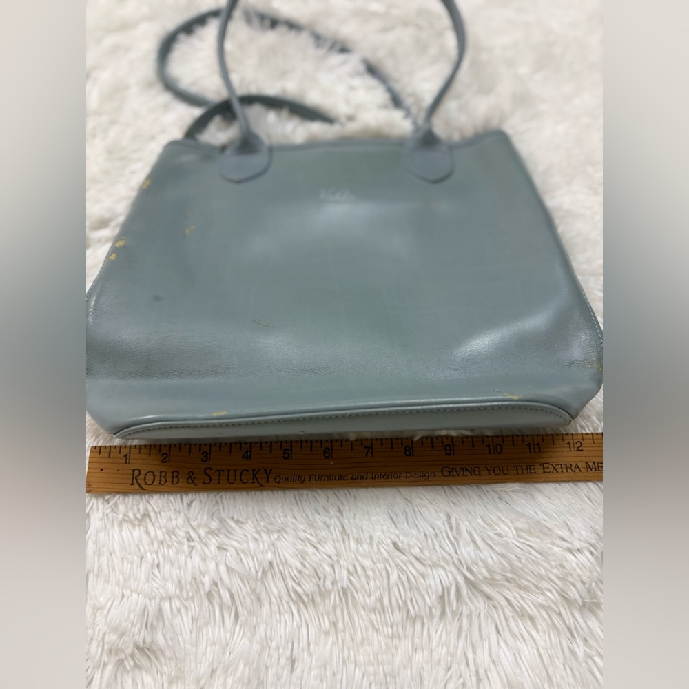 Longchamp Blue-Gray Leather Tote Bag - Picture 16 of 16